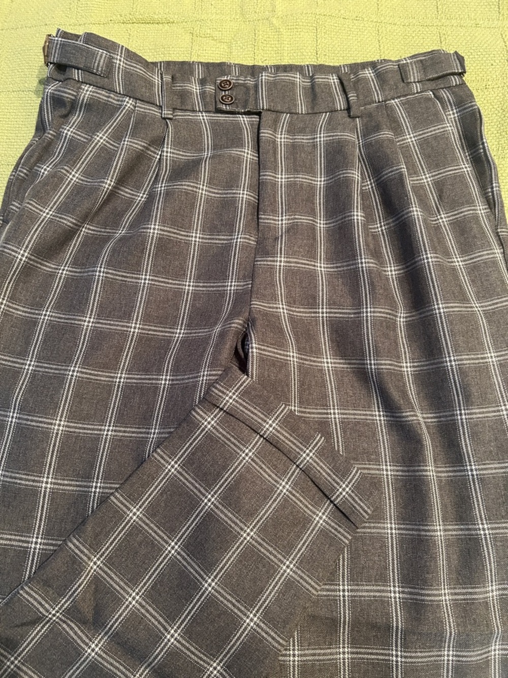 Gray Plaid Trousers with White Windowpane